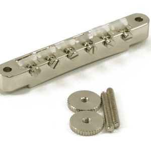 Kluson USA Replacement Non-Wired ABR-1 Tune-O-Matic Bridge Nickel With Nylon Saddles